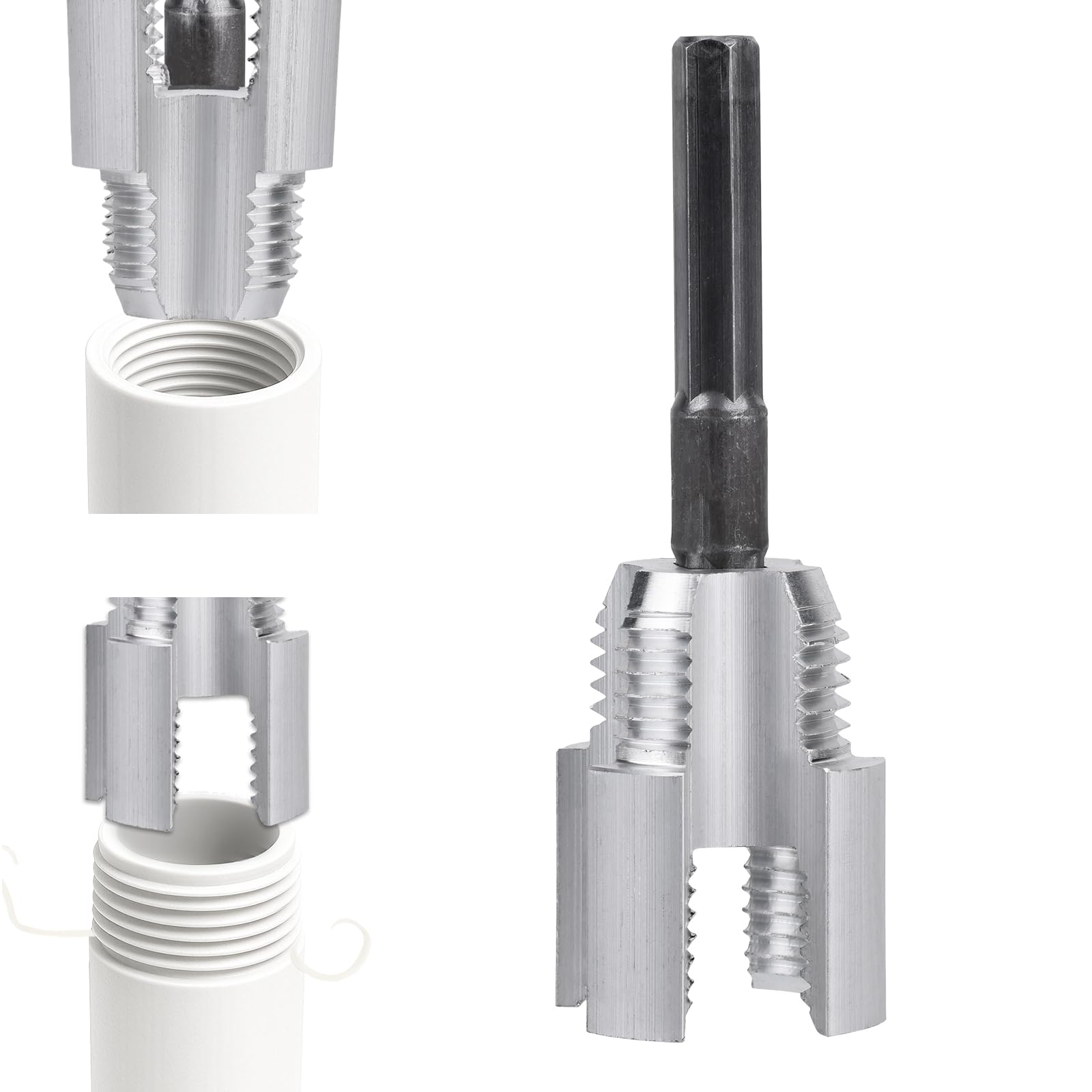 BOXOB Kit Filettatore per Tubi in PVC 2 in 1, Utensile Integrato Filettatura Interna ed Esterna Tubi da 1/2" Trapano Elettrico Fresa Acciaio Tungsteno per Riparazioni Domestiche