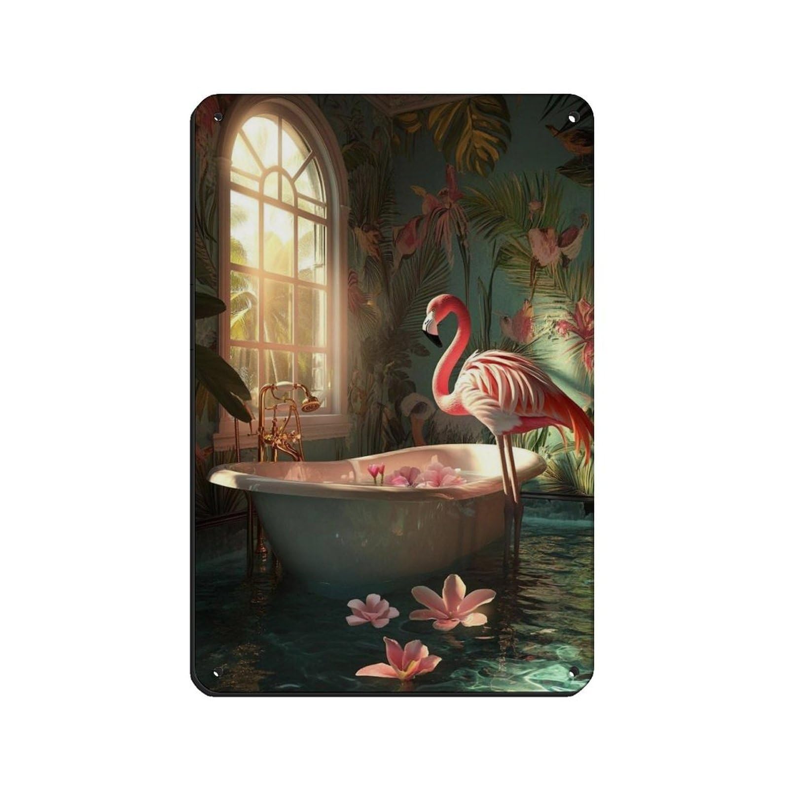 Tropical Flamingo, Pink Flamingo Poster Tin Sign Vintage Metal Pub Club Cafe Bar Home Wall Art Decoration Poster Retro 8x12inch(20x30cm)