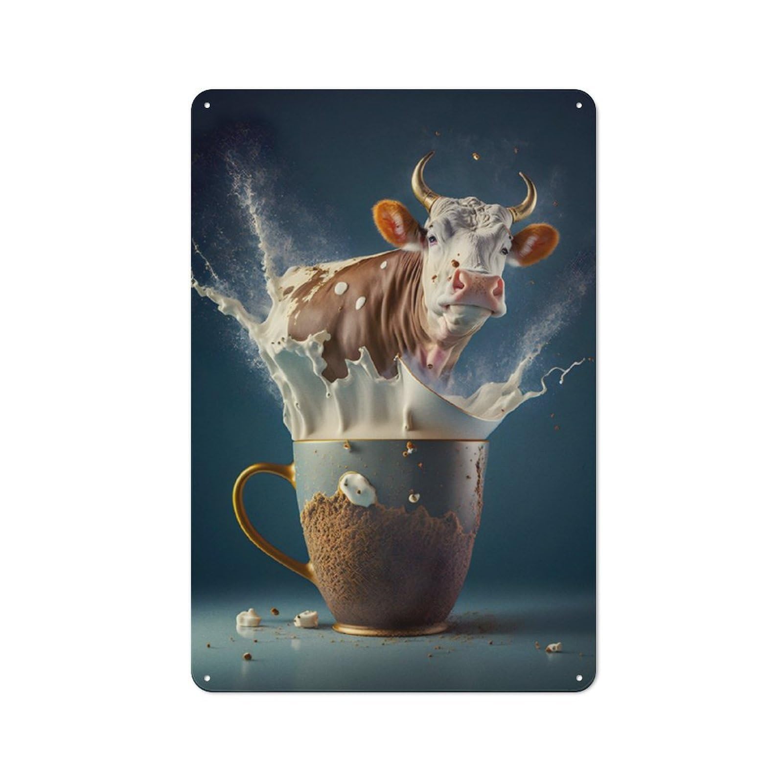 Junmoney Cow Coffe Metal Wall Sign 30X20cm Featuring For Garage Or Workshop, For Home Office, Studio And Craft Room Walls