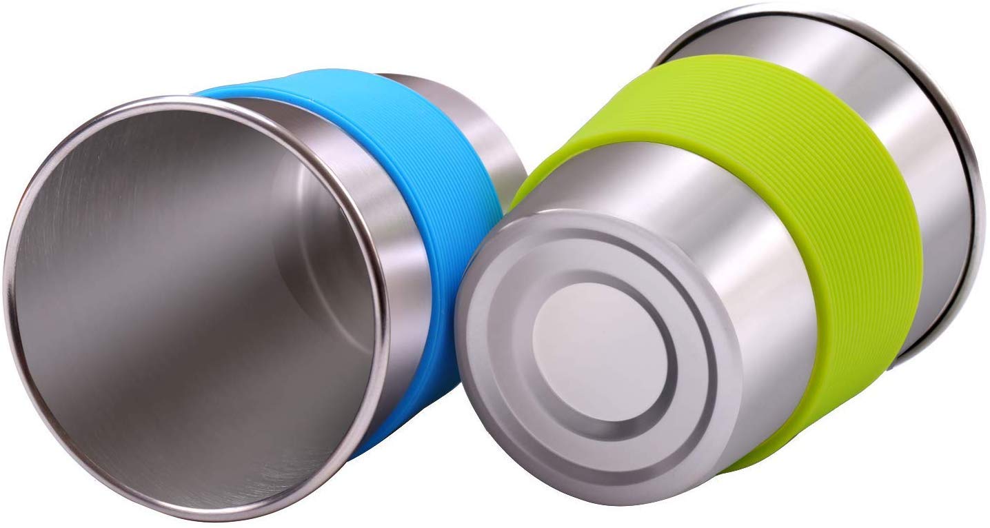 Lot De 4 Gobelets En Acier Inoxydable Pour Enfants Et Tout-petits De 237 Ml Avec Manchons En Silicone – Petites Tasses En Acier Inoxydable Pour La Maison Et Les Activités De Plein