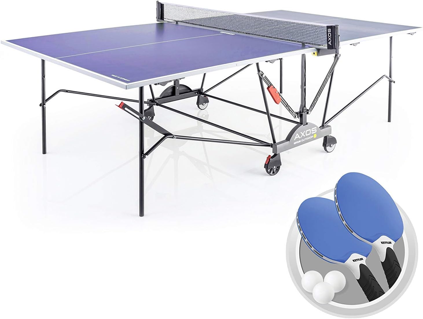 Kettler Axos 2 Outdoor Table Tennis Table with Lockable Wheels and Accessories