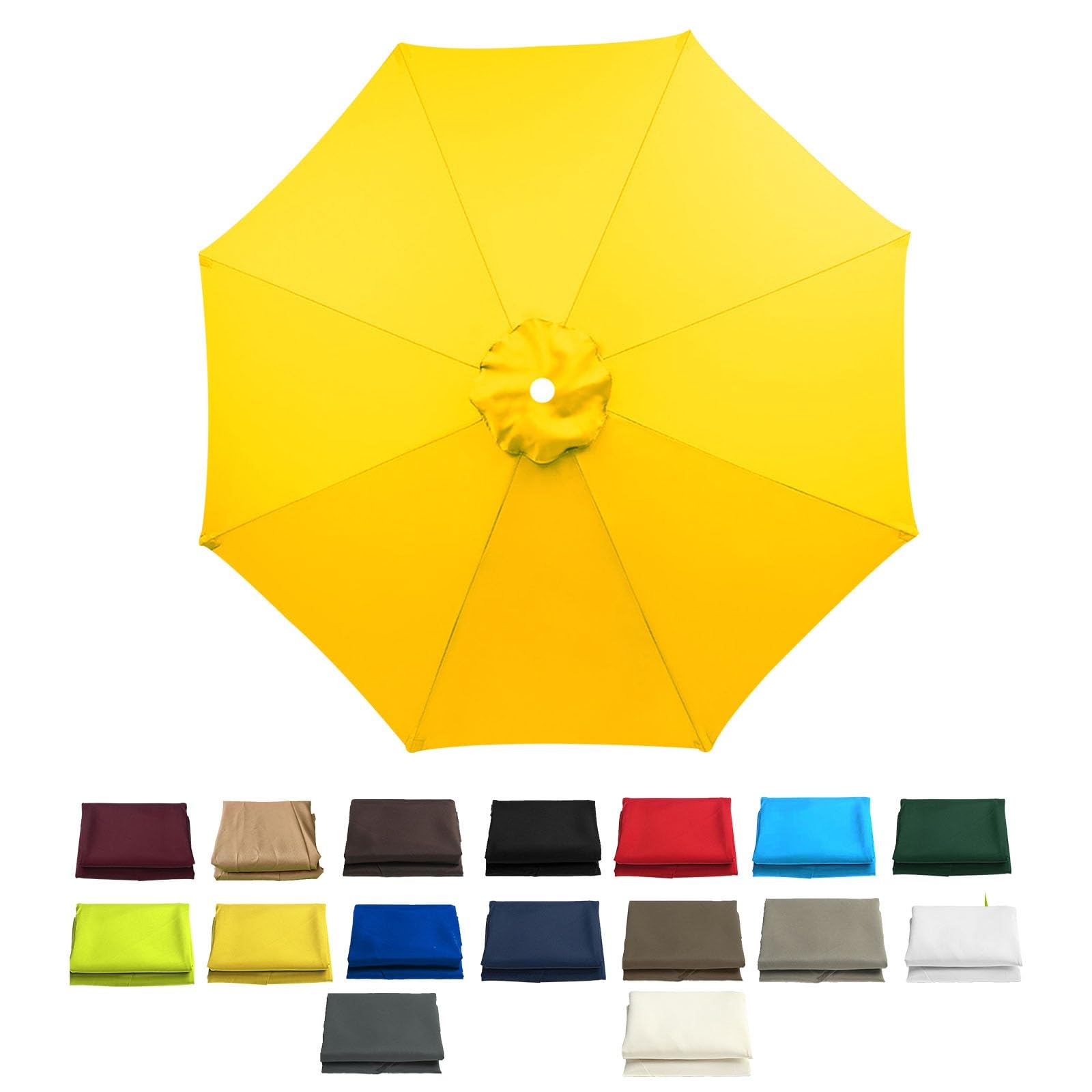 Replacement Umbrella Canopy, Outdoor Waterproof Polyester, Cantilever Replacement Canopy, Polyester Umbrella Cover, for Garden, Patio, Backyard, Pool, lawn(Yellow,8ribs:2.30m/7.5ft)