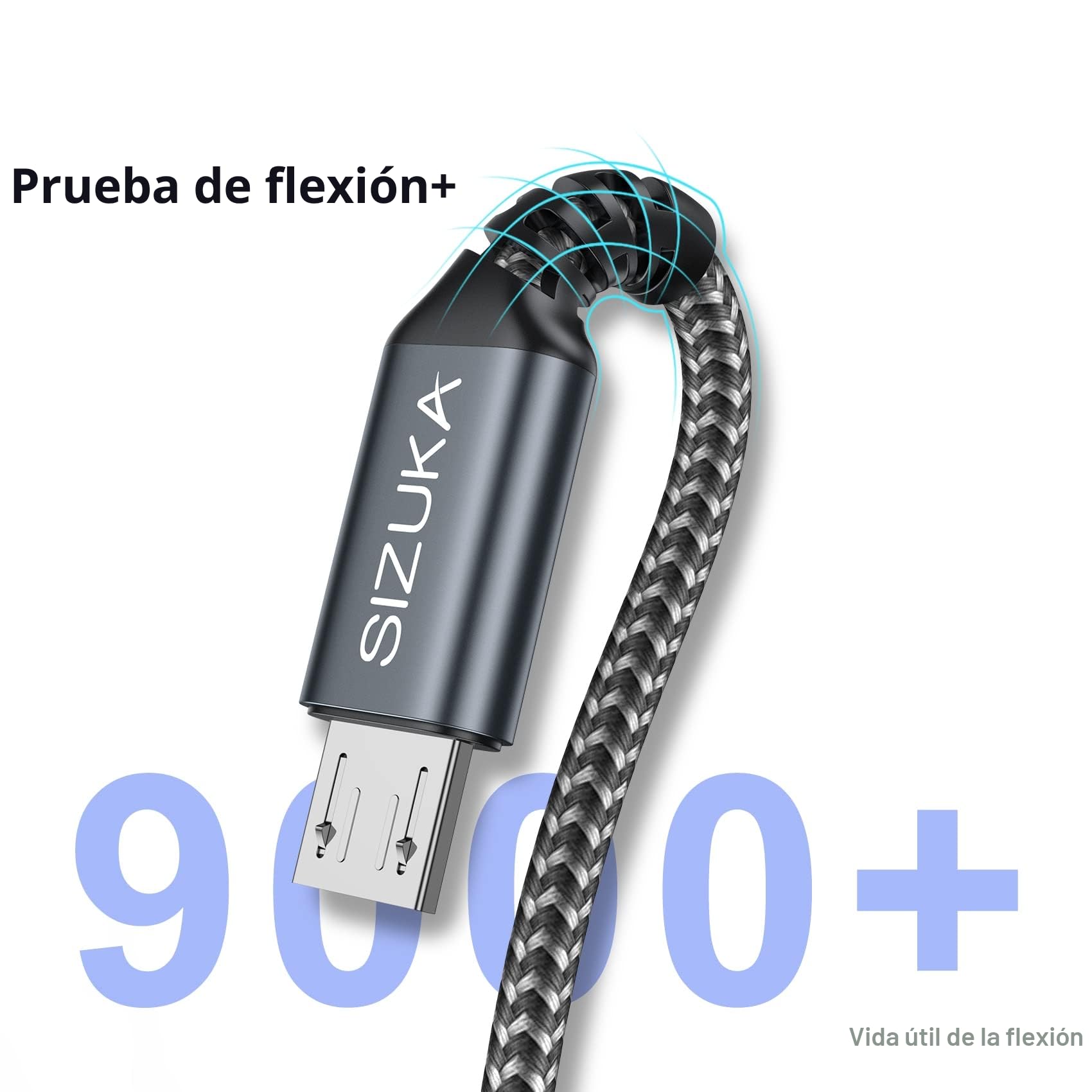 Cable Micro USB [2Pack 1M] Cable Carga Rápida Nylon Cargador Movil Android Compatible con Samsung S7/S6/S5/J7, Sony,Xiaomi,Huawei, HTC, Motorola, LG, PS4, Kindle