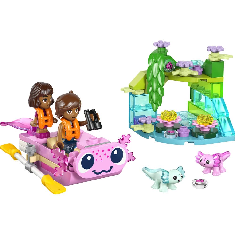 LEGO Friends Przygoda na aksolotlowej łodzi, klocki dla 5-latki z łódką, minilaleczką i mikrolaleczką, zabawka dla dziecka do odgrywania ról, pomysł na prezent dla dziewczynki od 5 lat i chłopca 42681