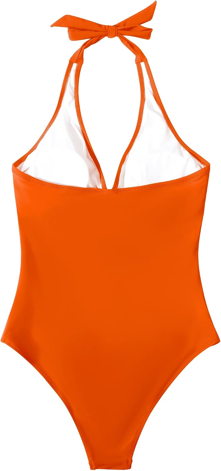  Women Sexy Tummy Control One Piece Swimsuits Halter Push Up Bathing Suits thumbnail