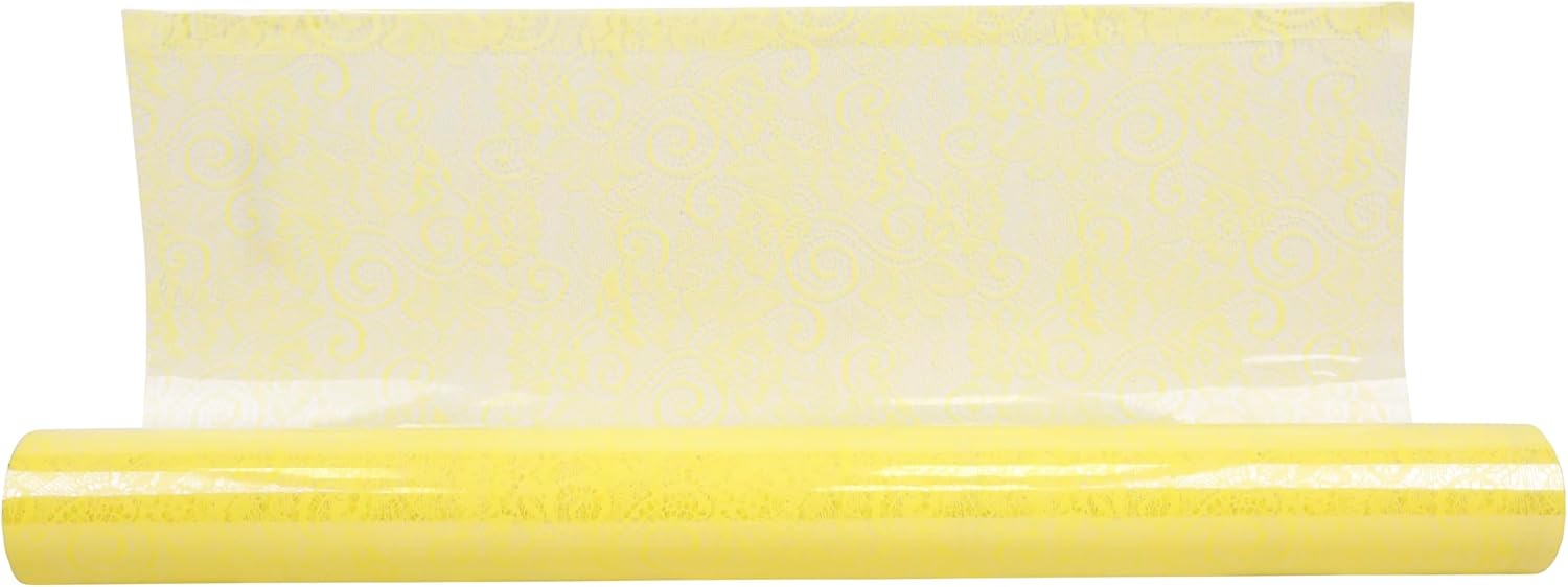 Floral Accessories - Krystalphane Victorian Cello Lace 20in Rd, Yellow, 20 Inch, 100 Feet