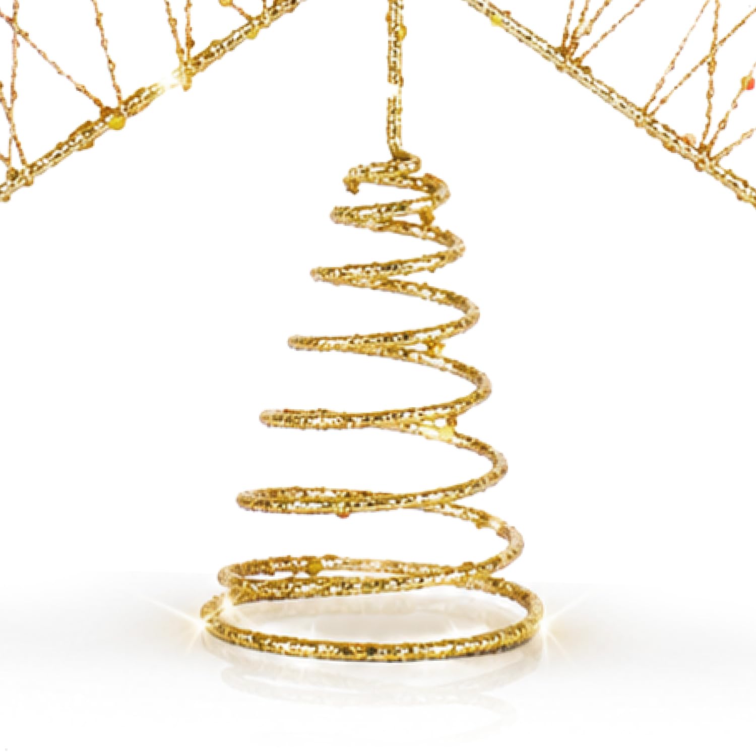COM-FOUR® Deco Star Christmas - Estrella de decoración navideña de Metal - Poinsettia de pie con Purpurina y Lentejuelas - Copa de árbol de Navidad Dorada (dorado/27cm)