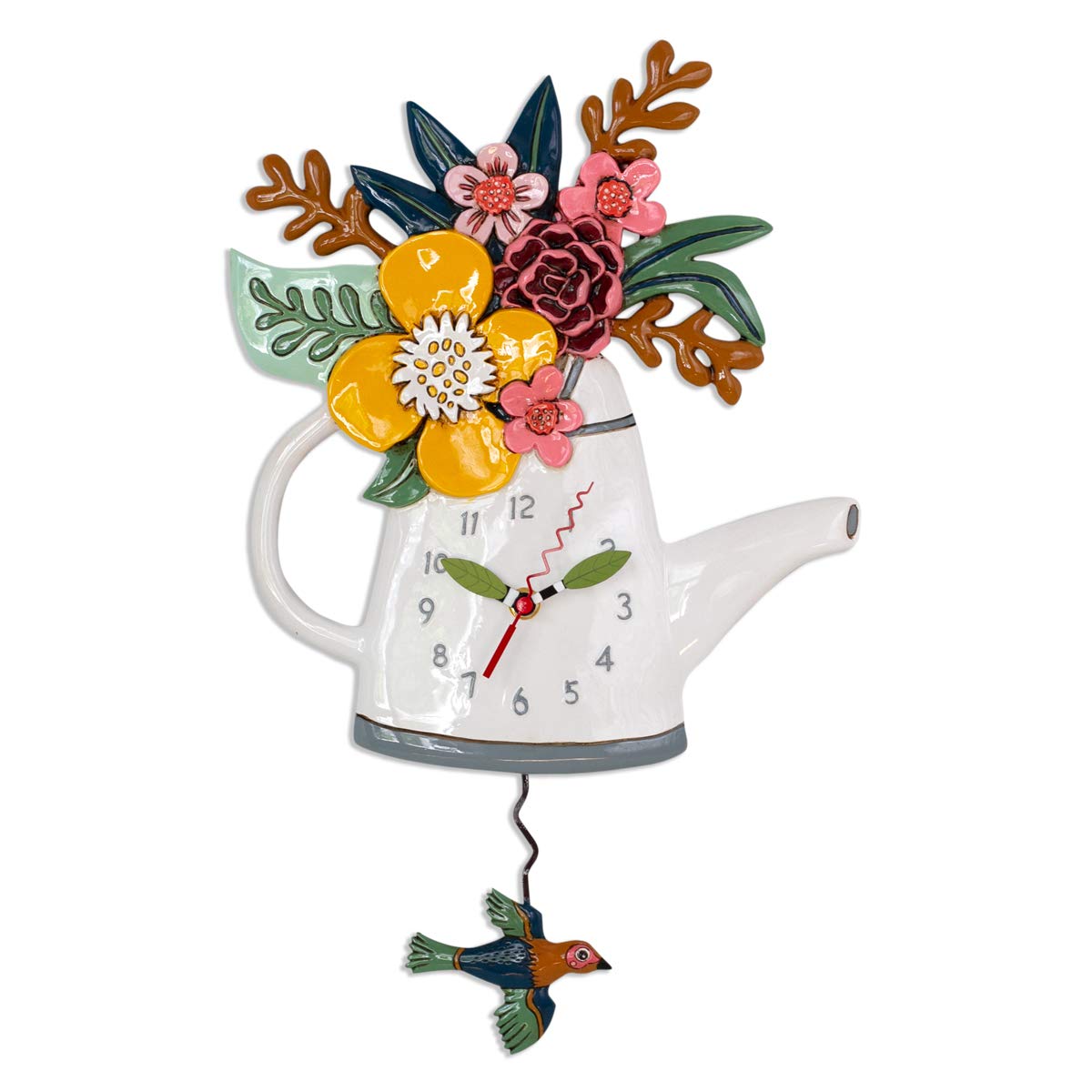 Allen Designs P1992 Swinging Pendulum Clock Blossoms 17.5 Inches X 11 Inches