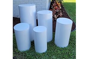 Soportes para decoraciones de fiestas de metal: Set de 5, elegantes cilindros blancos para eventos