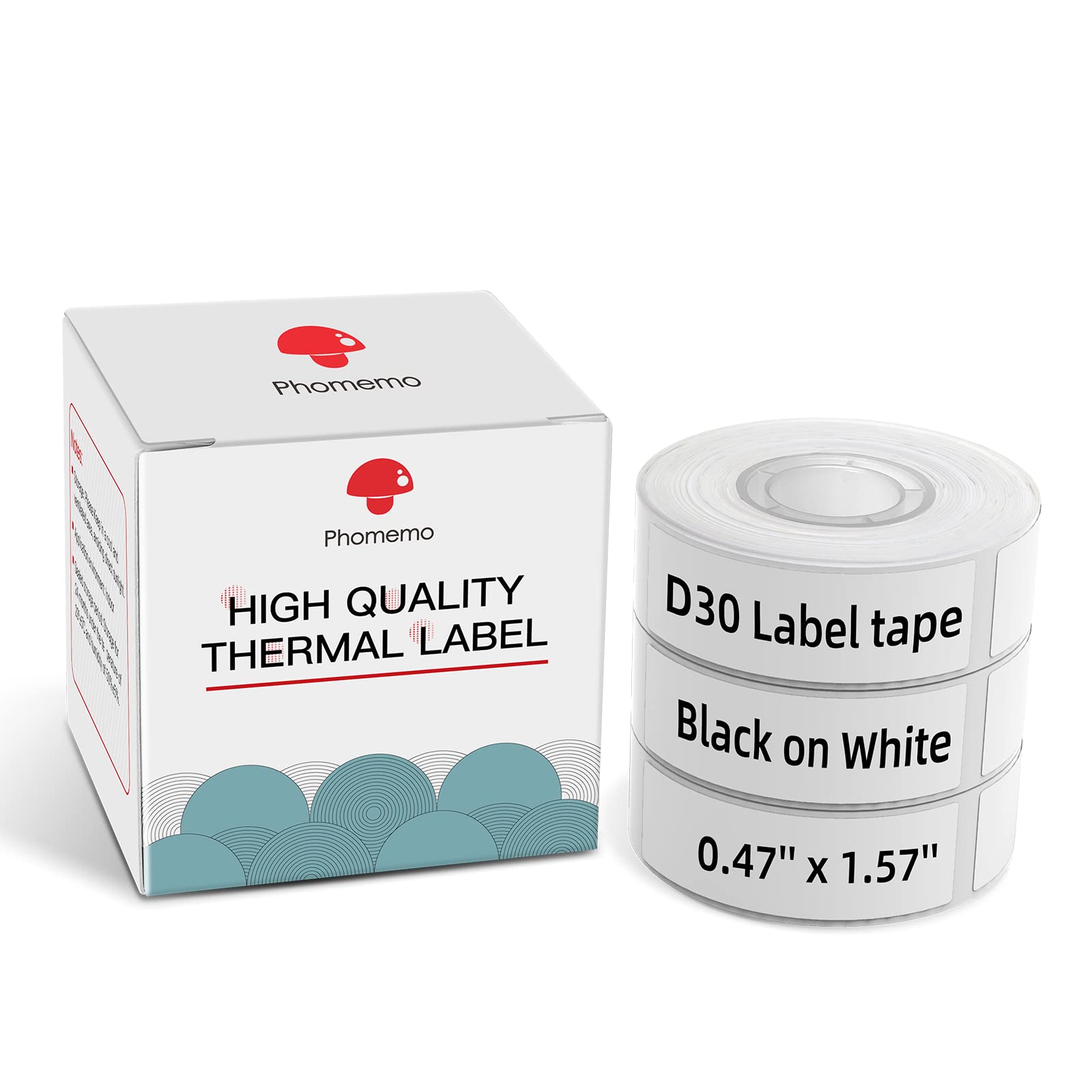 Phomemo D30 Label Tape, for D35 Q30 Q31 Q32 Q30S Portable Bluetooth Label Maker, 0.47"X 1.57"(12X 40mm), D30 Thermal White Printing Paper Tape, 480