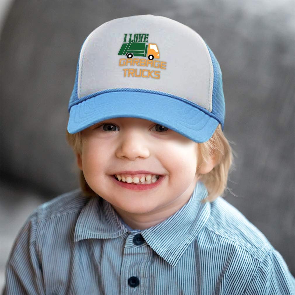 Custom Kids Trucker Hat I Love Garbage Trucks Polyester Boys Caps & Girls - Image 5