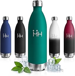 Borraccia Acciaio Inox 1L, Bottiglia Termica Doppia Parete, Senza BPA a Prova di Perdite, Antigoccia Ideale per Adulti, Scuola, Ufficio, Sport, Escursioni, Viaggi, Campeggio