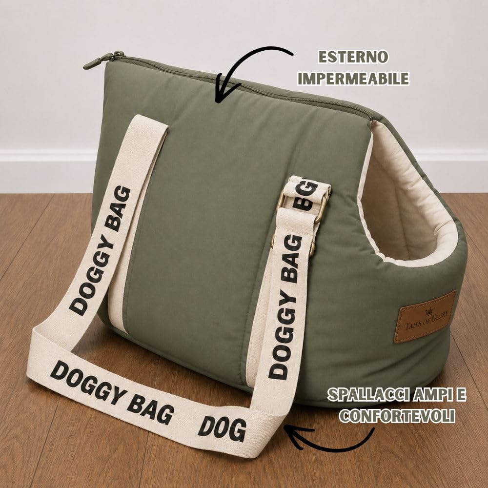 Borsa trasportino cane da viaggio 35 x 22 x 21 cm | Tails of Glory: formato compatto per cani piccoli, ideale per trasporto e spostamenti quotidiani.