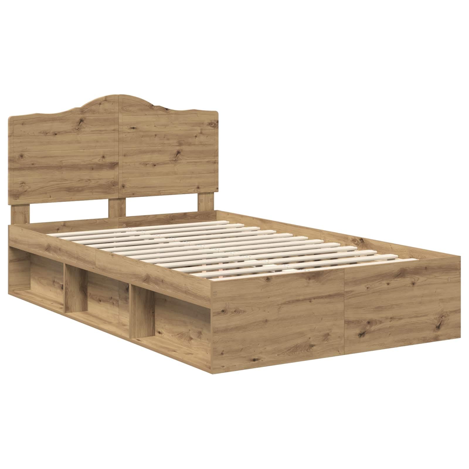 vidaXL Estructura de Cama con cabecera Roble Artisan 120 x 190 cm