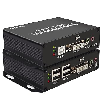 DVI KVM USB Extender Over Fiber 4K@30Hz EMI Immunity Up to 20km 12.4 Miles, Remote Keyboard & Mouse, EDID, RS232, IR, Zero Latency