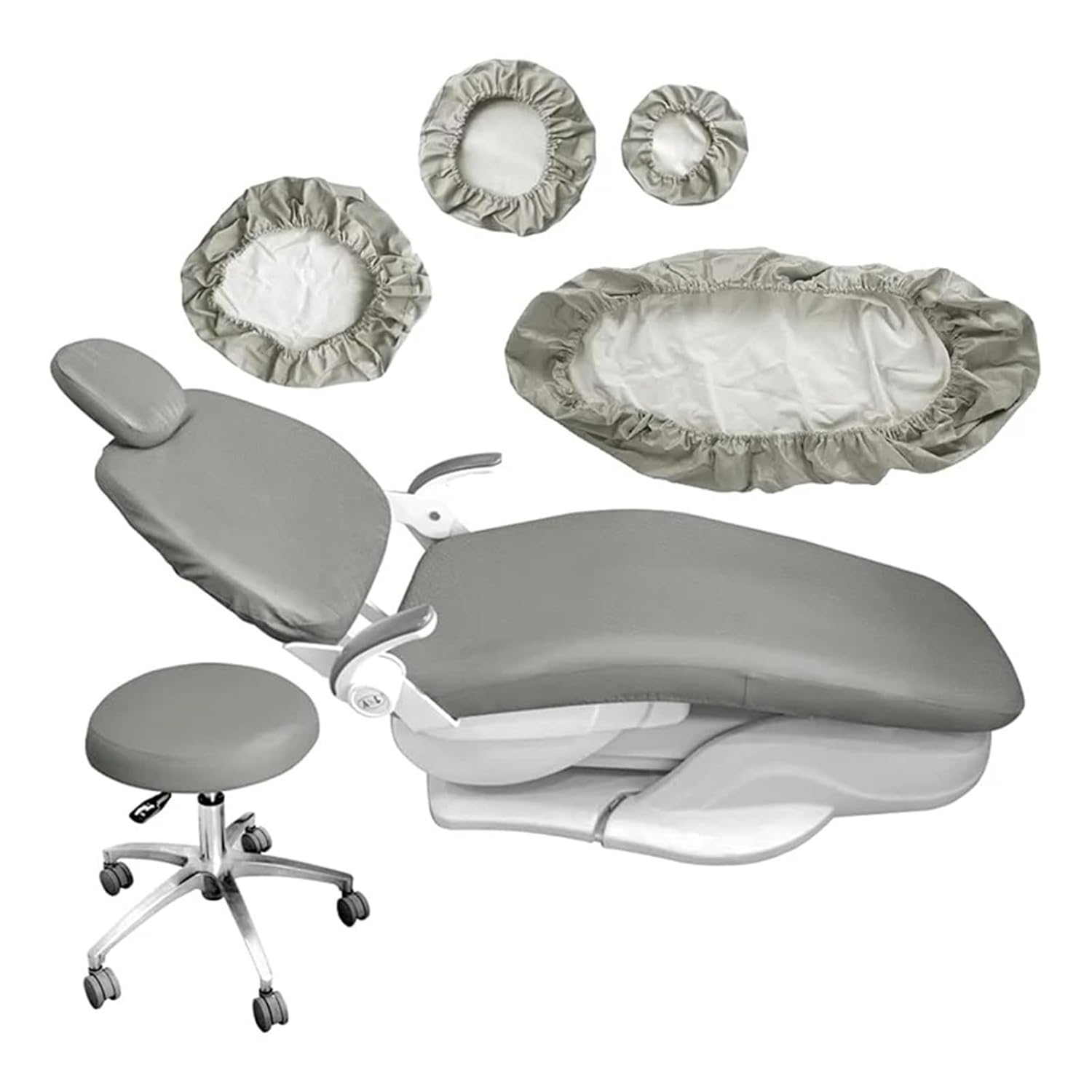 Dental Chair Covers 4Pcs/Set PU Leather Dental Seat Cover Elastic Waterproof Protective Chair Dentist Equipment(Brown)
