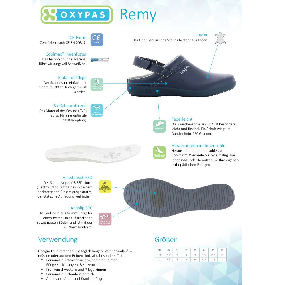 Oxypas Remy - Zuecos unisex de trabajo y seguridad, color blanco, talla 39, Blanco, 39 EU