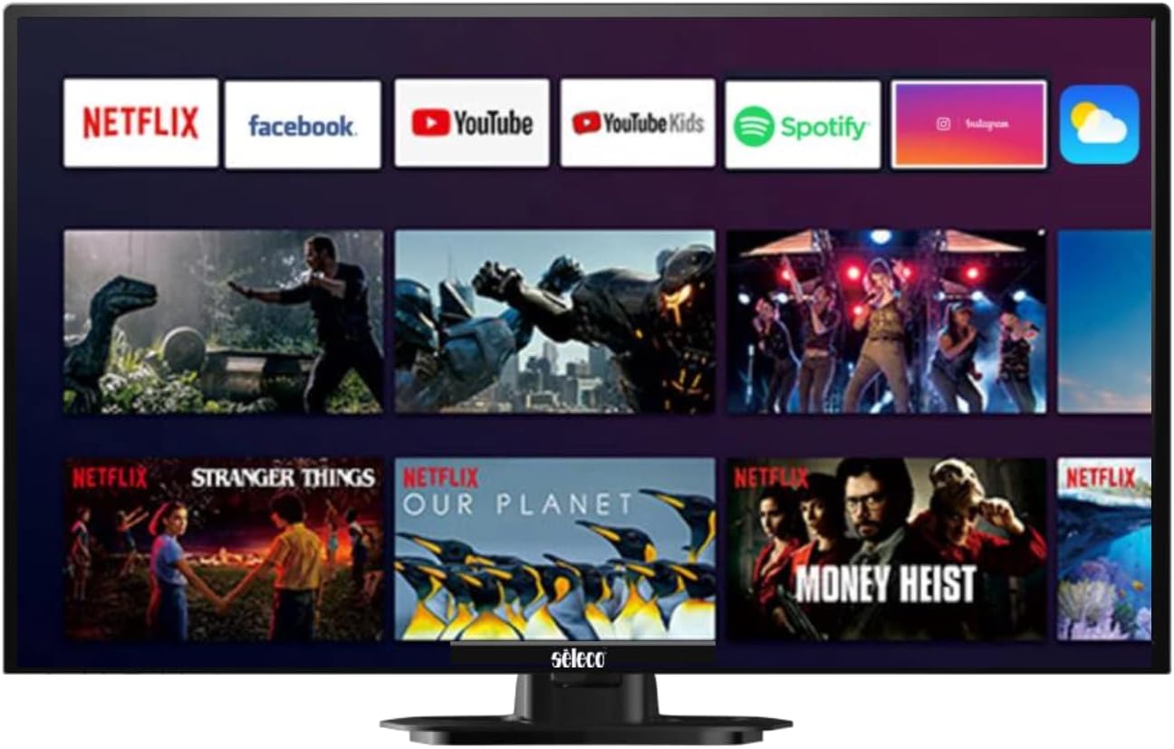 Seleco - Smart TV 32 Pollici, Android 9, LED, HD Ready, Netflix, Spotify, YouTube, 3x HDMI, 2x USB Seleco - Smart TV 32 Pollici, Android 9, LED, HD Ready, Netflix, Spotify, YouTube, 3x HDMI, 2x USB