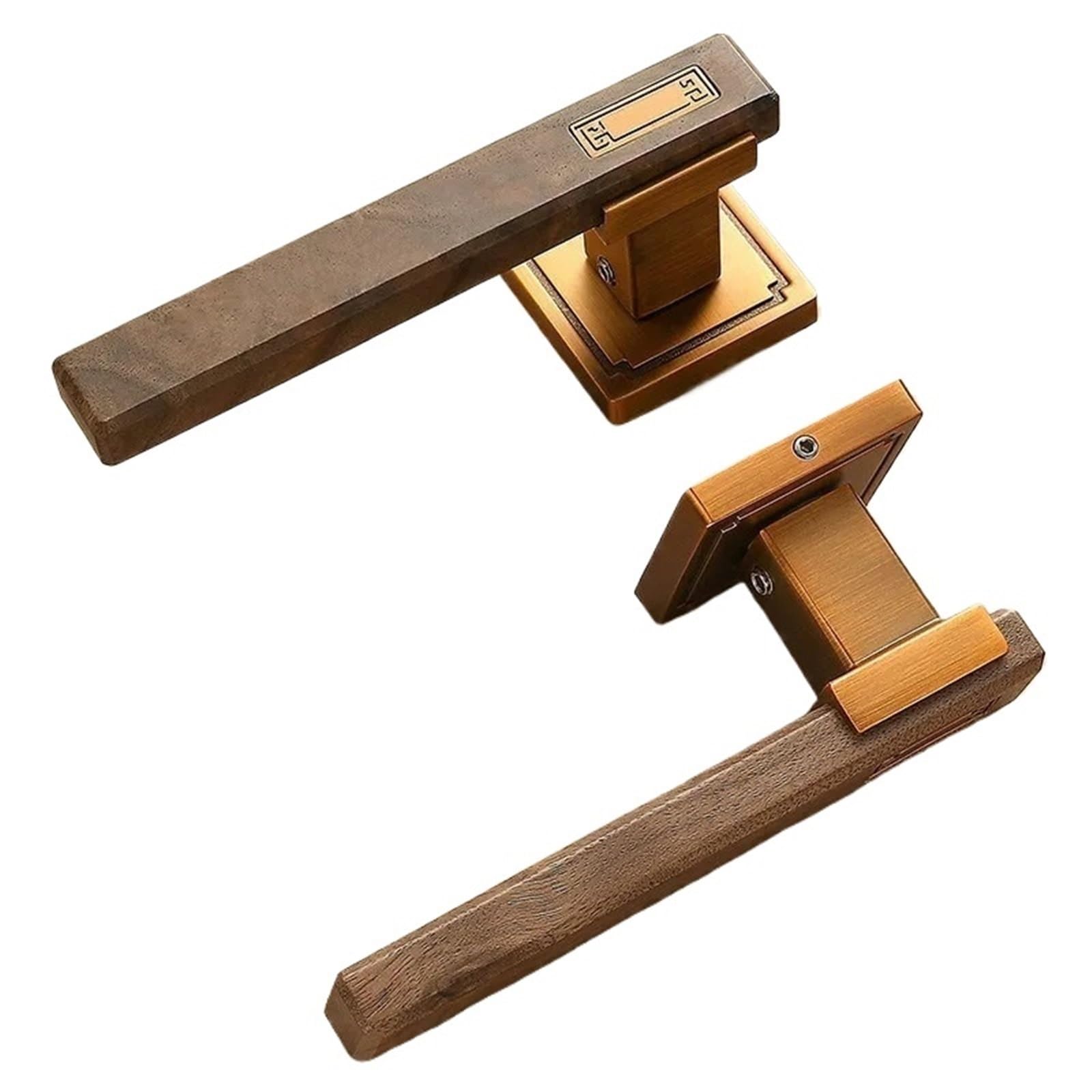Sxolcoufoh Silent Lock Walnut Interior Room Bedroom Door Lock Split Magnetic/Silent Wooden Handle 1Pcs(Silent Lock)