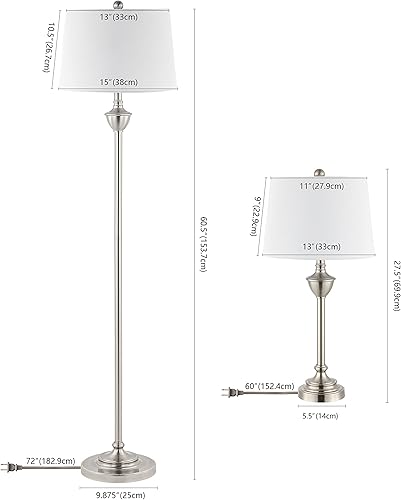 Miniatura 5 de SAFAVIEH Lighting Collection Peltier - Juego de 3 lámparas de pie y mesa contemporáneas de níquel (bombillas LED incluidas)