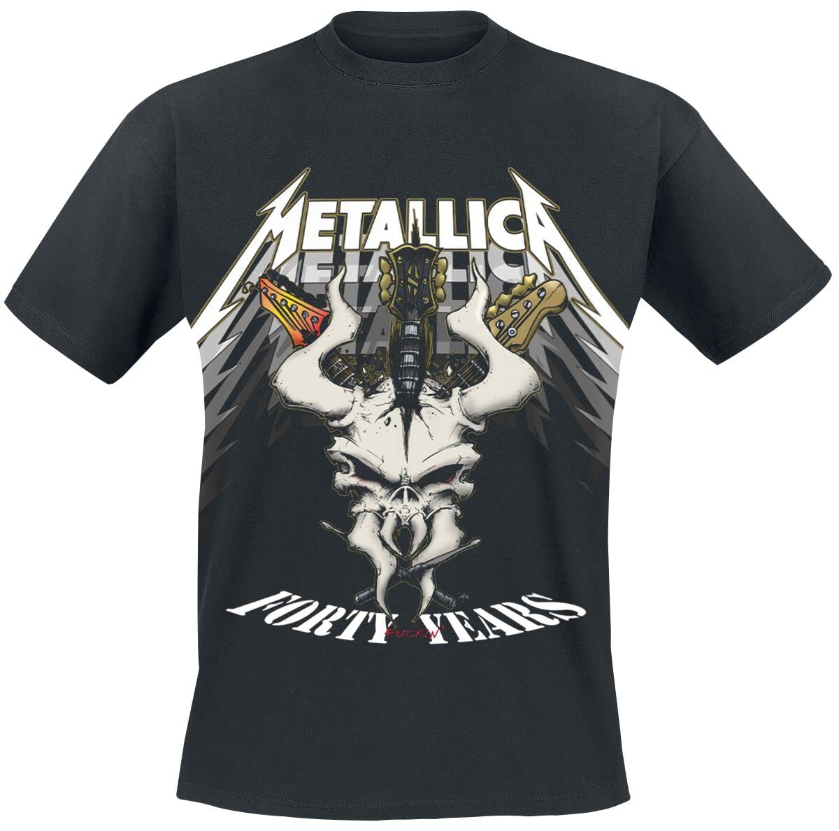 Metallica Men's 40th Anniversary Forty Years (Back Print) Slim Fit T-Shirt Medium Black