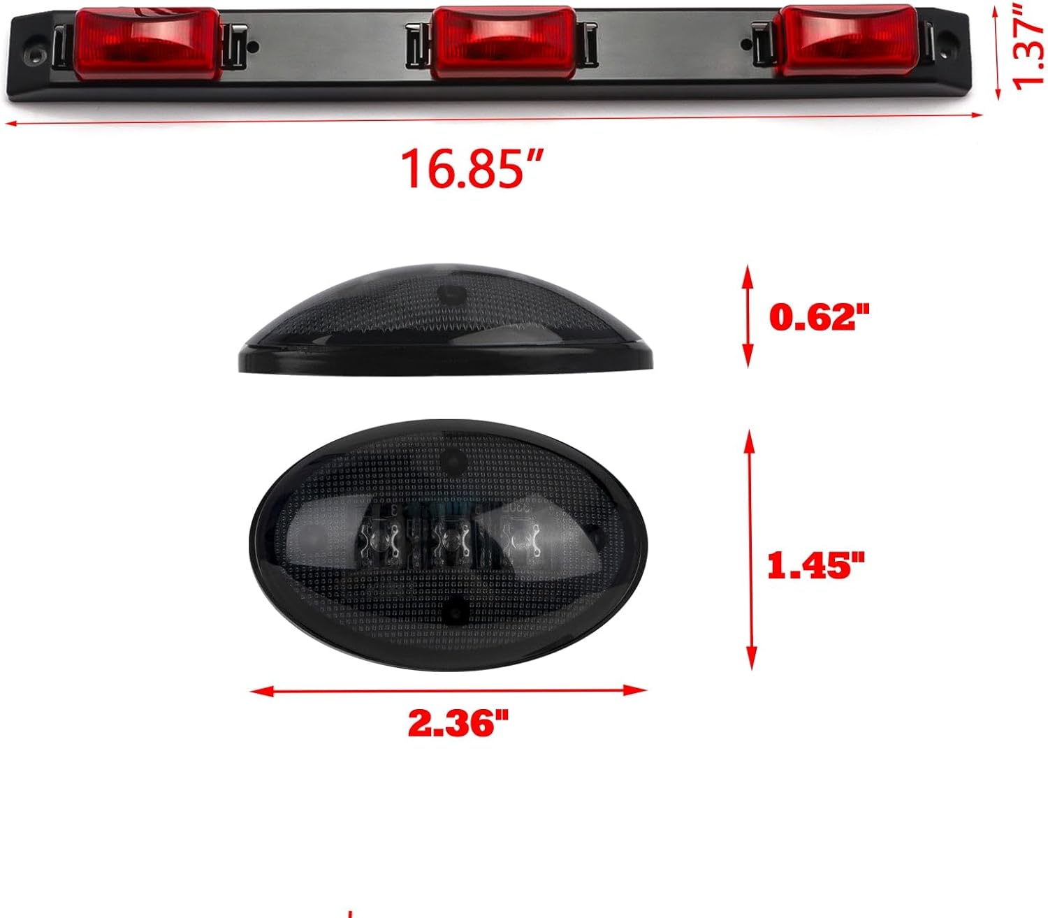 x xotic tech Dually Bed Side Fender Marker Clearance Lights Lamp Red Lens Rear Truck Trailer Tailgate Running LED Identification Light Bar Compatible with Ford F350 F450 F550 Super Duty 1999-2010