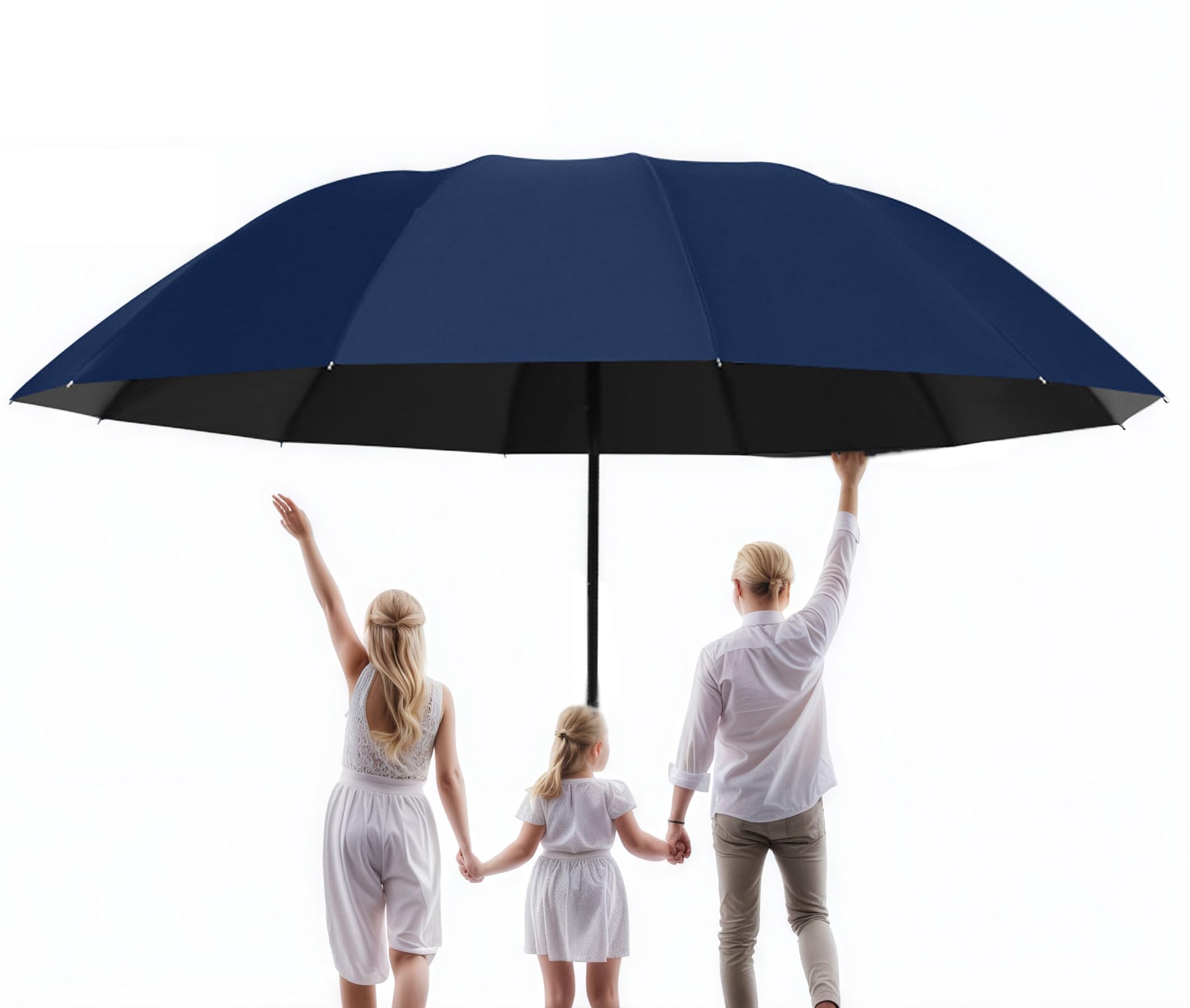 Ombrello di grandi dimensioni per 3-4 persone 12 costole impermeabile antivento leggero durevole protezione UV per giornate di sole e pioggia viaggi