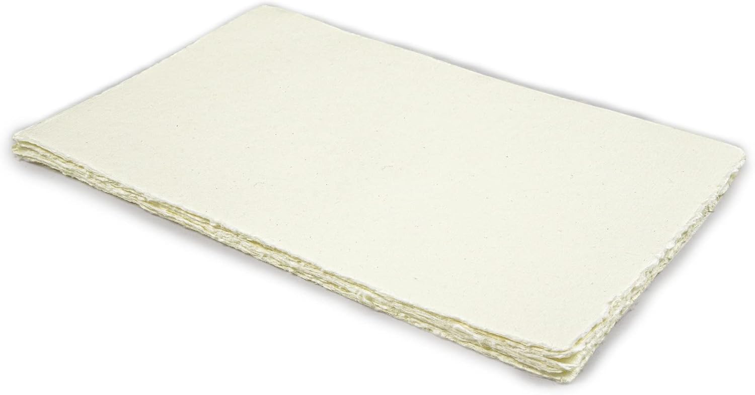 Watercolor Paper - 6 X 4 inches - Mixed Media Watercolor Paper - 200 GSM Thick Deckle Edge Virgin Cotton Handmade Paper - Off White
