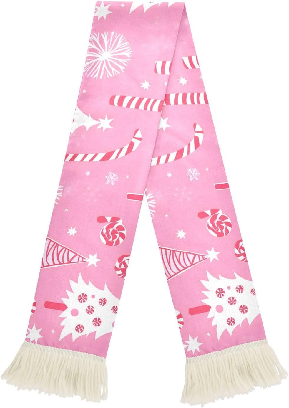 CHIFIGNO Christmas Trees Candy Pink Sports Fan Scarf, Soft Polyester Cheering Towel Scarf for Soccer Fans, Quick Dry with Fringe Ends