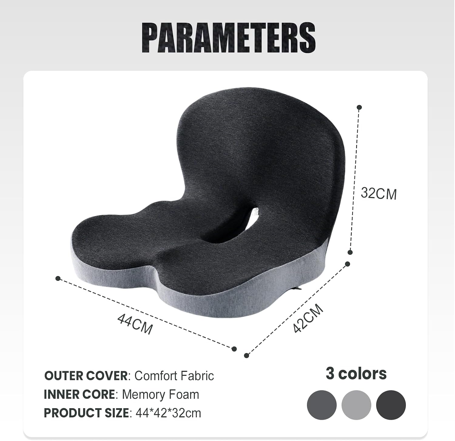 Pressure Relief Seat Cushion, for Long Sitting Hours on Office & Home Chair, Memory Foam L-Shaped Integrated Seat Cushions, for Car, Home, Office (B-Blue Gray)