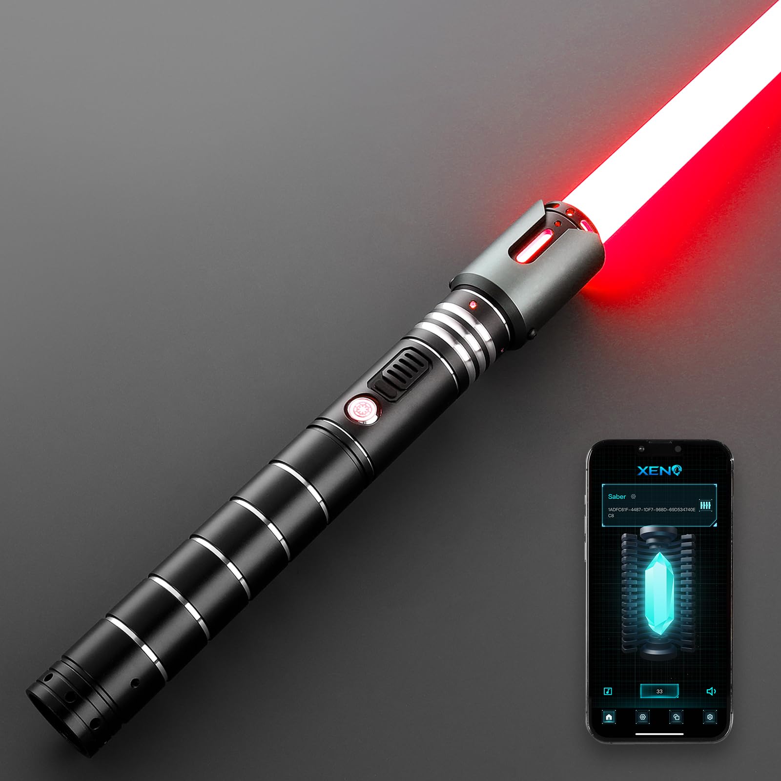 DAMIENSABER Aggiornamento Xenopixel 3.0 Light Saber, Sensibile Motion Control Light Sabers 34 Font Suoni, Liscio Swing Dueling Light Saber con Infinito Cambiamento di Colore per Adulti Metal Hilt,