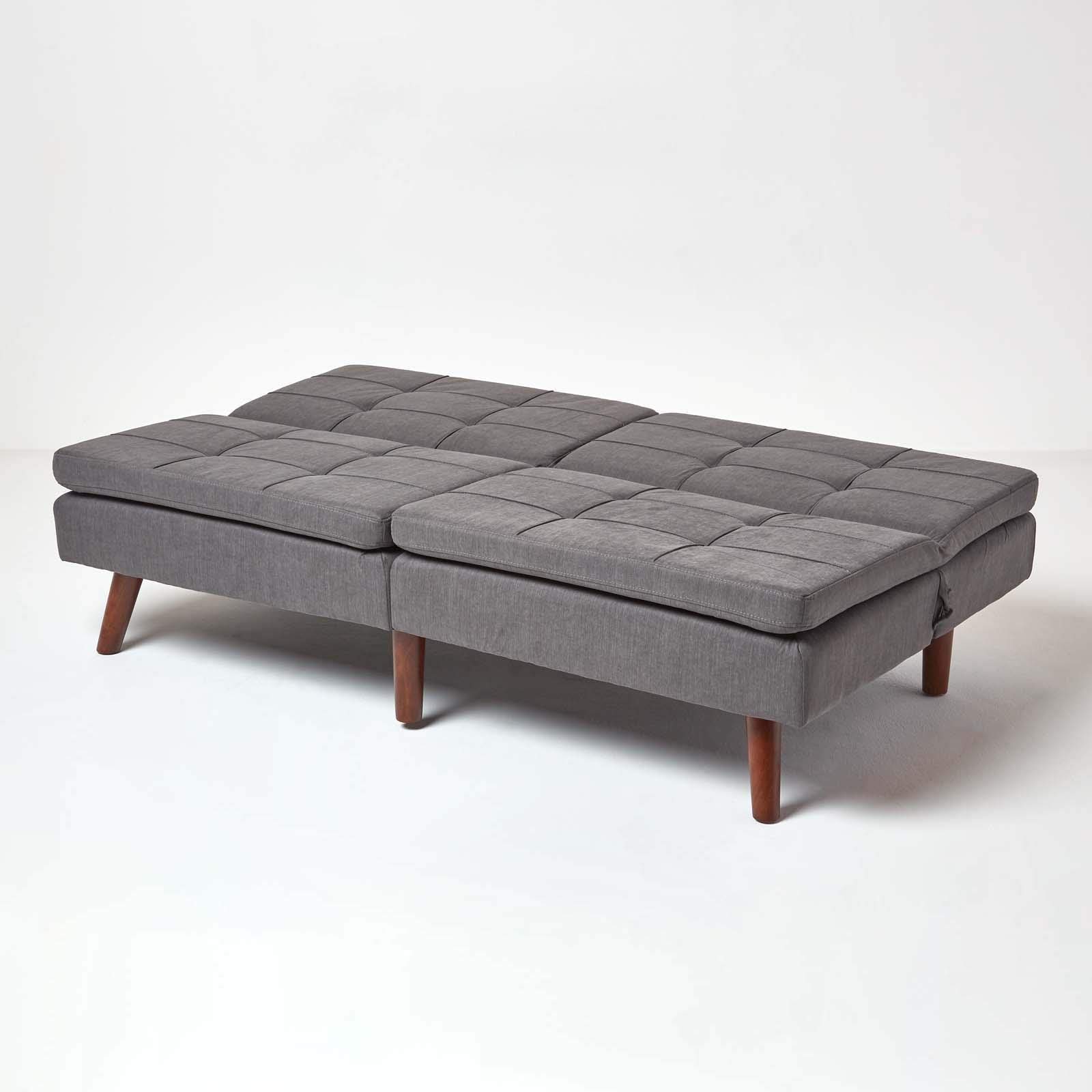 Buy HOMESCAPES Fabric Sofa Bed Dark Grey 3 Seater Sofa Click Clack Bed Sleeper Retro Range