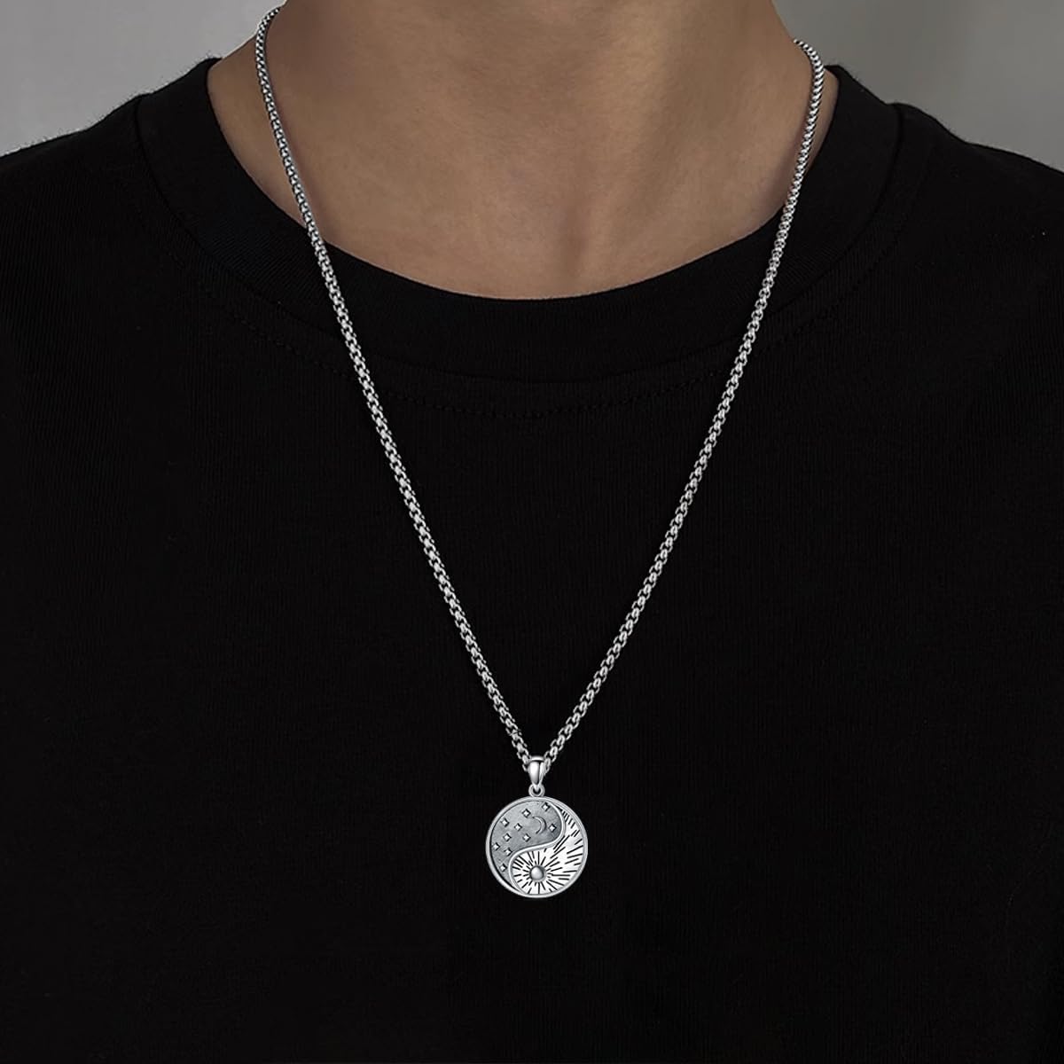 Yin and Yang Necklace for Men 925 Sterling Silver Yin Yang Pendant Jewelry Gift - Image 5