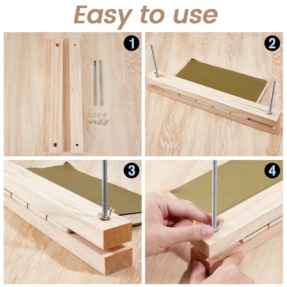 GORGECRAFT Prensa de Bambú de 380mm Encuadernación de Libros Herramienta Perforadora de Madera Cuna Encuadernación Kit de Encuadernación Manual Suministros Portátiles Encuadernación Aficionados A Las