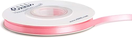 Miniatura 437 de Ribbli - Cinta de satén roja de doble cara, 1 pulgada x 25 yardas, uso para ramo de lazos, envoltura de regalo de Navidad, arreglo floral Rojo