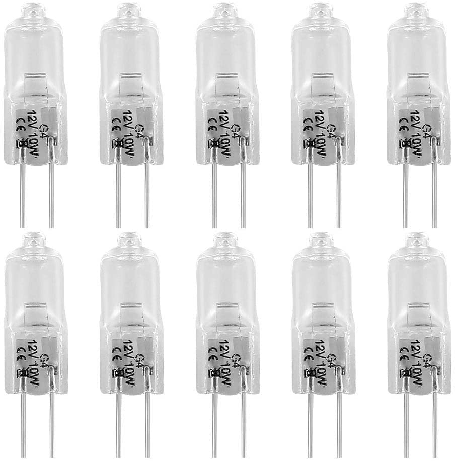 10個入り ミニハロゲン電球 透明 10W 20W ハロゲン電球 AC DC 12V 電球色 日本国内仕様 T3 交換用 電球 JC G4口金 バイピン電球 暖かく透明 明るい白色 デスク照明 ミニ電球 豆電球 長持ち 長寿命 エコ 電気節約 スポット 照明 (10W)