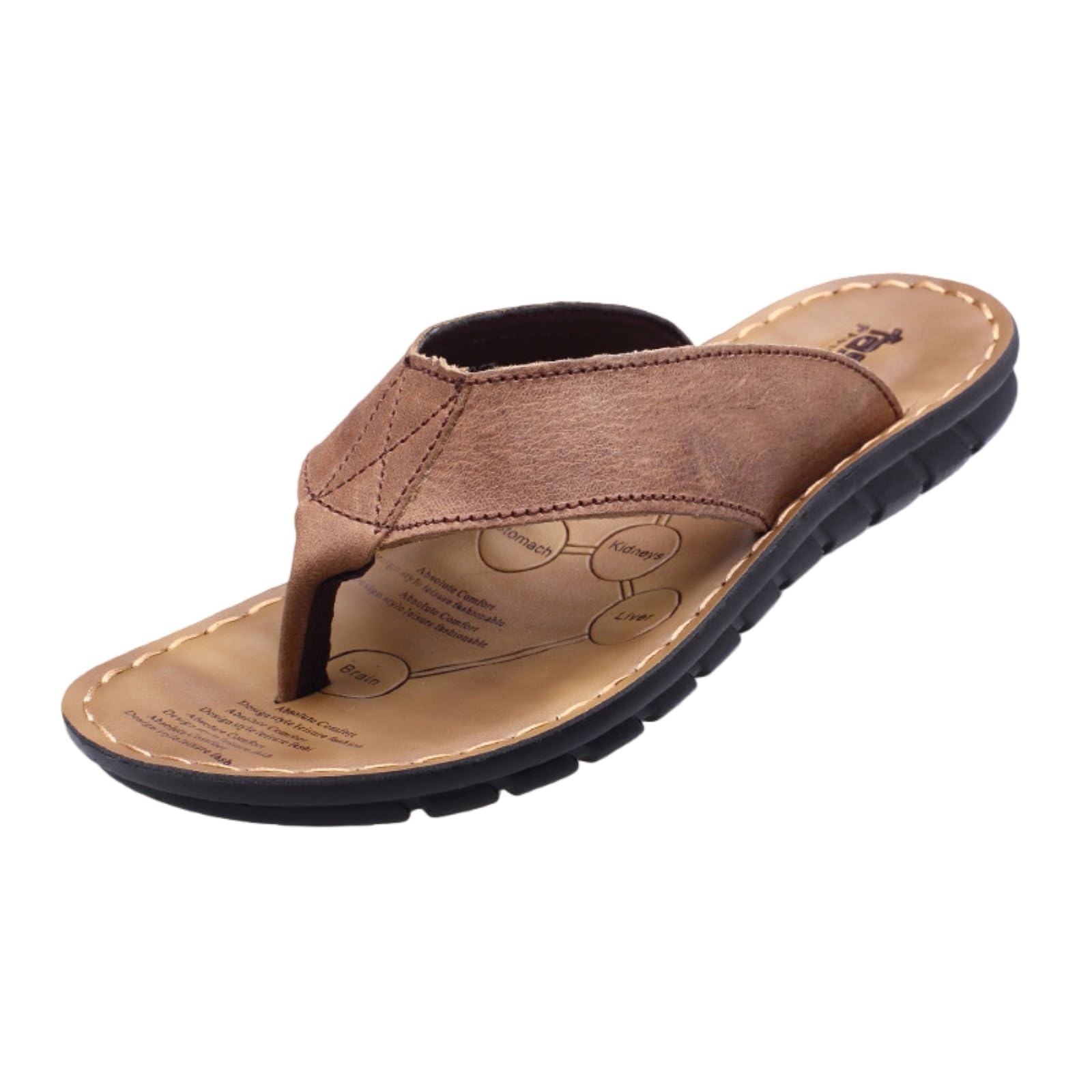 Chanclas Hombres Marrón Cosidos Reflexología Cama De Pie Antideslizante Casual Verano Sandalias Playa-Black-8