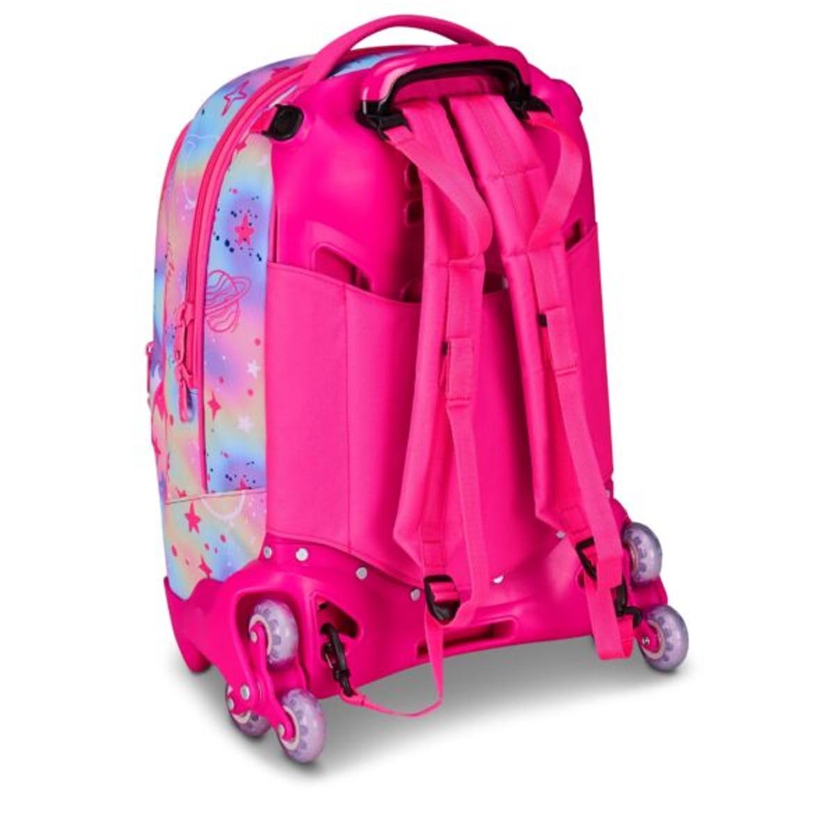 Trolley Scuola Jack 3 Ruote staccabile Cat Led Gattino Tigrotto, 3 in 1 per Scuola Elementare Bambina + Astuccio 3 zip con cancelleria + Diario 2025/2026 + 7 penne e portachiave pailettes