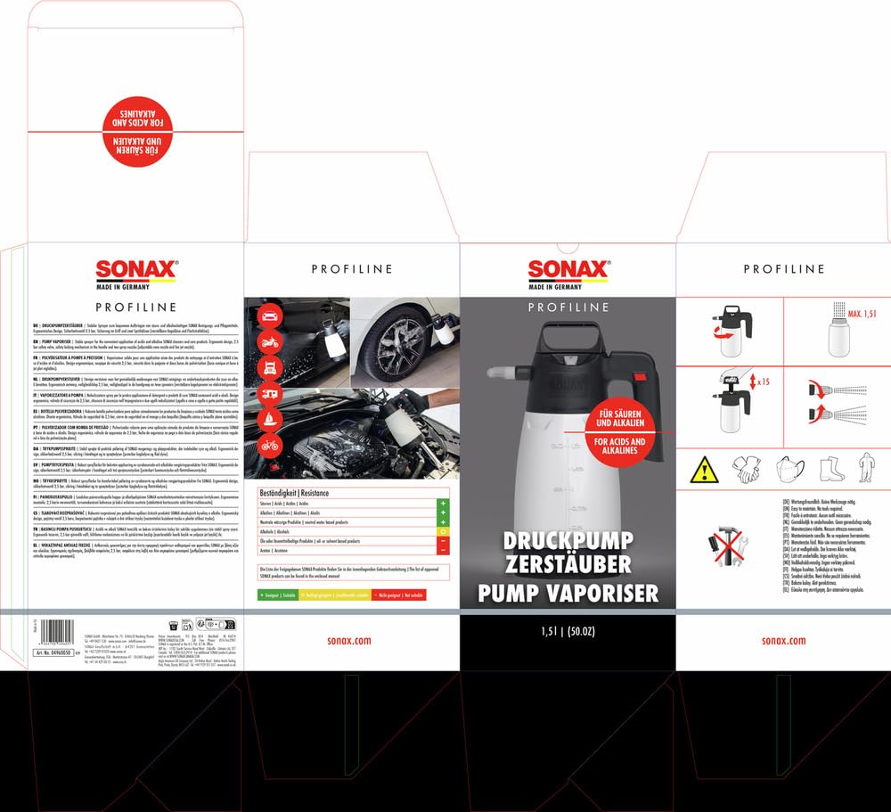 SONAX PROFILINE Pulvérisateur á Pompe de Pression (1 pièce)