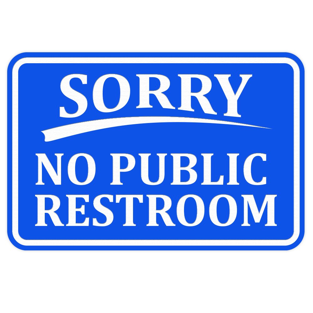 All Quality Classic Framed SORRY No Public Restroom Toilet Sign, Wall Door Sign - Blue (Large) 1 Pack