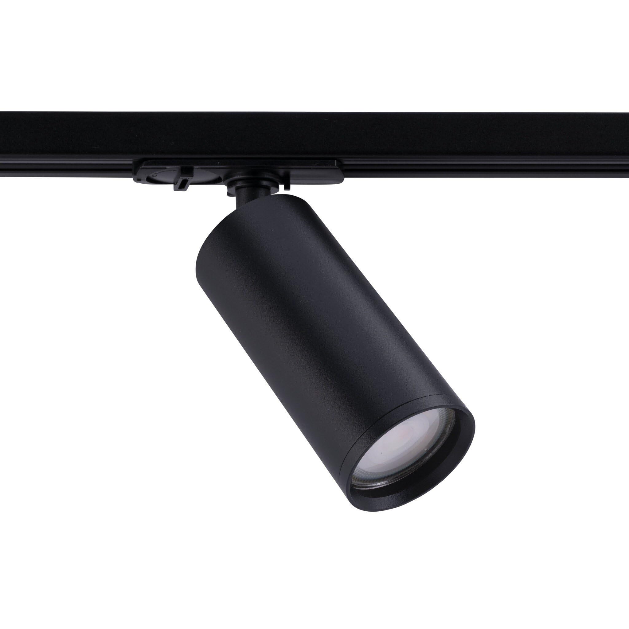 Ledvion - Foco de Carril, Carril Monofasico, Solo foco de riel monofásico, Negro, 1x Foco de techo Orientable GU10, Lampara techo, plafon led techo cocina, luces led, focos led interior techo