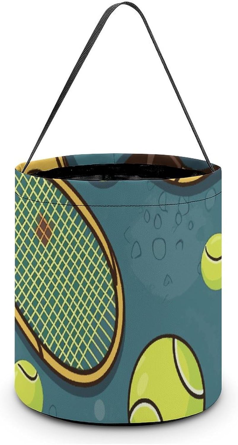Reusable Halloween Tennis Racquets Balls Candy Bucket with Handle