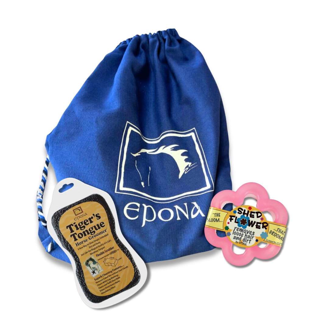 Epona Tigers Tongue Groomer & Shed Flower Groomer Horse Grooming Tools with Bonus Backpack