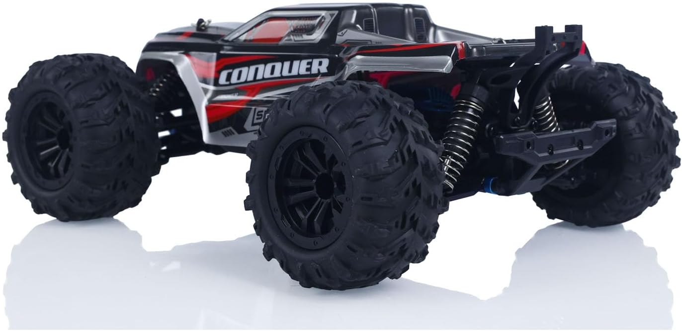 12 Inches Plastic 1/16 4X4 Remote Control Off Road Car Scy 16102 Rc Monster Truck Pickup Metal Drive Shaft Charging Protection Hobby Grade Model for Adult Hobby(Red)