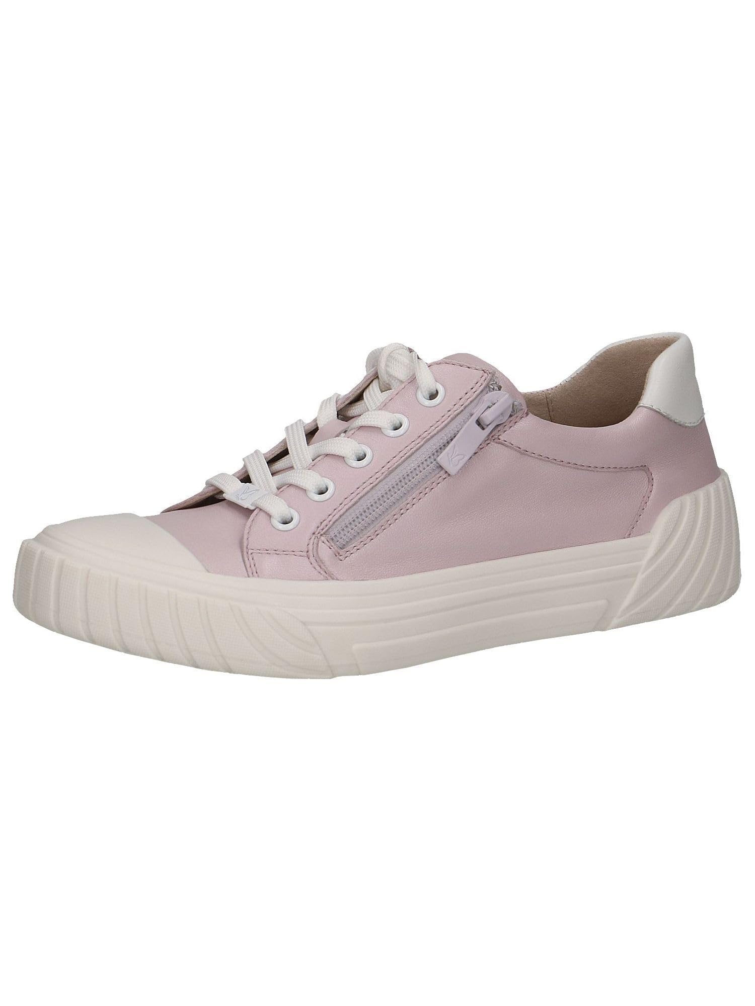CAPRICE Women's Low-top Leather Sneakers with Zipper, Pink (Lt.Purple Comb), 6.5 UK