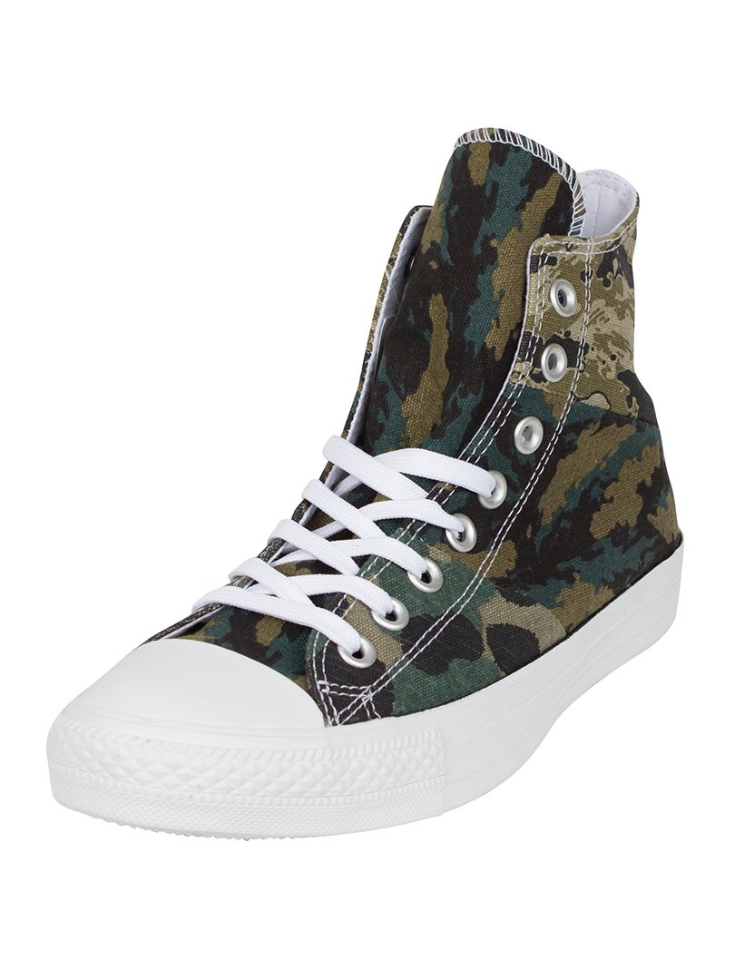 Converse Chuck Taylor Tri-Panel Hi Khaki/Palm Green High-Top Canvas Fashion Sneaker - 12M 10M