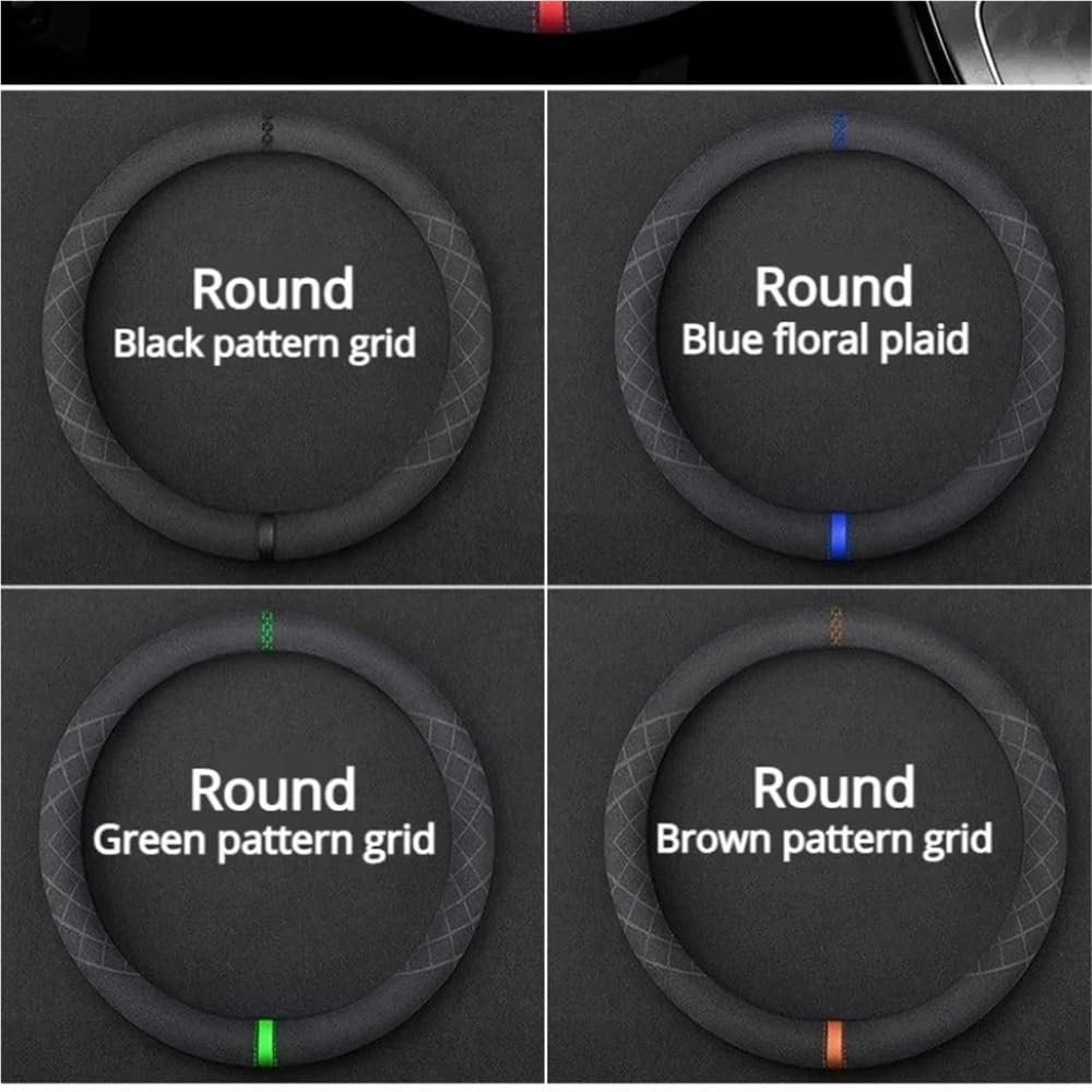 Funda de Mango Piel sintética Transpirable, Circular, Antideslizante y con D, Fina Adecuada para Todas Estaciones Fundas para Volante de Auto(NO4)