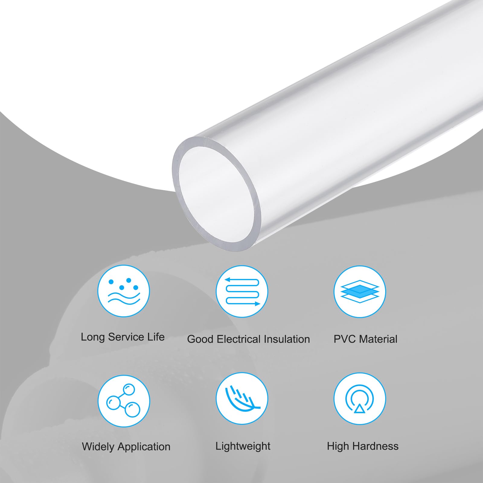 QUARKZMAN Tube Rigide en PVC Rond 33mm ID 40mm OD 0.35M Tuyau PVC Résistant aux Chocs pour Conduite d'Eau, Aquarium, Serre de Jardin, Transparent