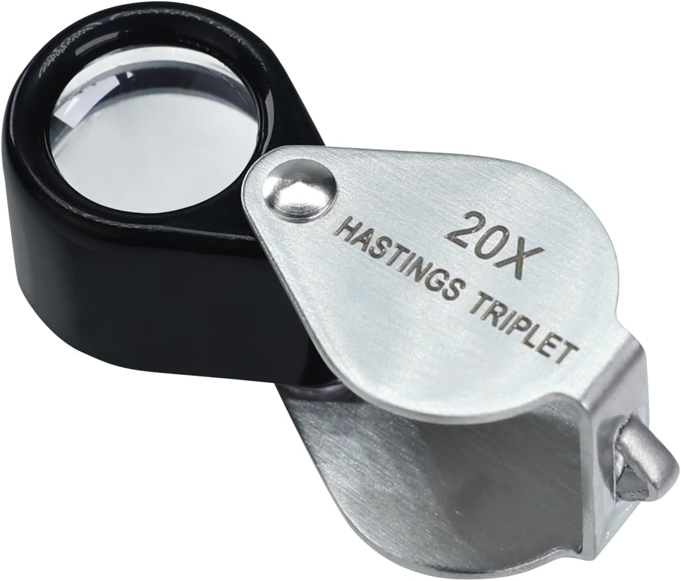 20x Hastings Jewelry Triple Loupe Magnification Mini Foldable Optical Glass Magnification Gem Tool Pocket-Sized 16mm Stainless Steel Body Gems Loupe Magnifying Glass for Gems, Coin, Jewelry, Stamps