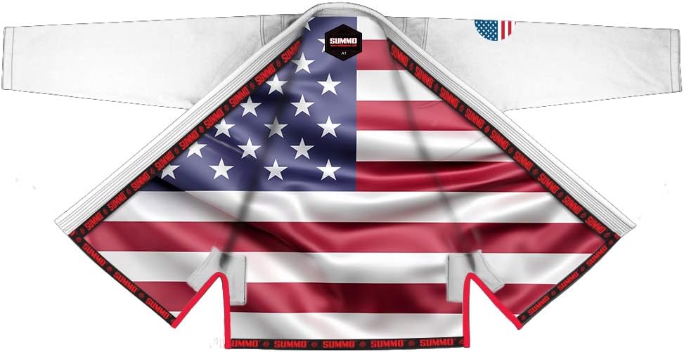 Premium American White Sublimation Brazilian Pearl Weave Jiu Jitsu Gi - Built in Rash Guard - with Rash Guard Lining (BJJ GI)